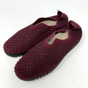 Ilse Jacobsen Burgundy Tulip Burgundy Perforated Slip On Flats Womens Shoes‎ 38